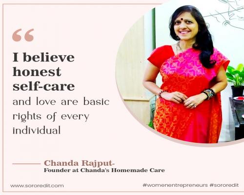 Chanda Rajput founder at Chanda's Homemade Care